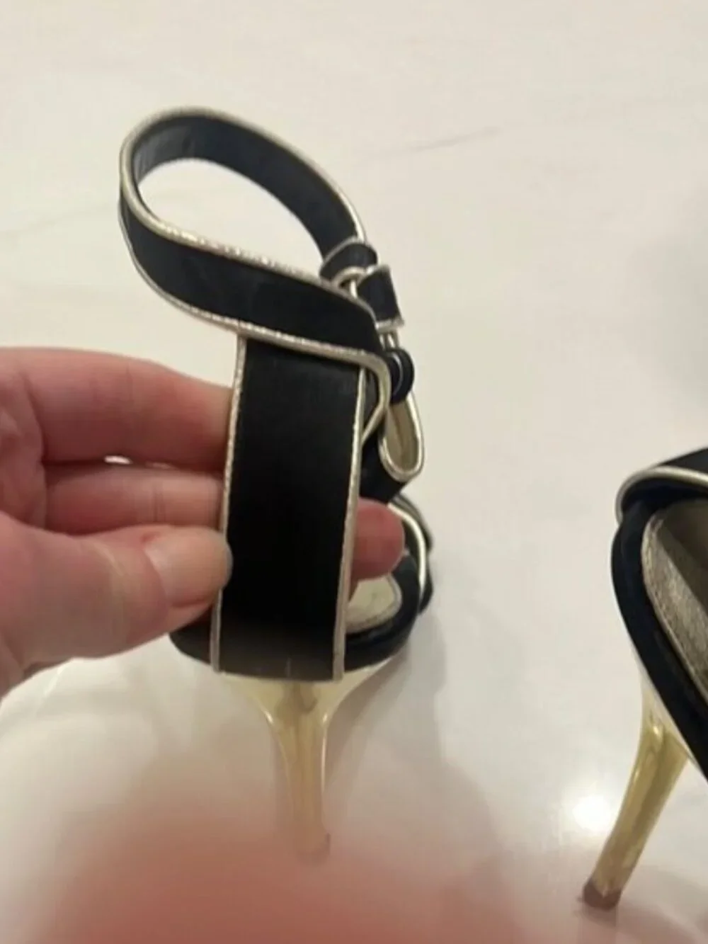 Karen Millen Black and Gold Heels with Sleek Design